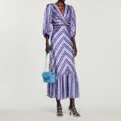Abito A Trecce Con Stampa Floreale>Sandro Paris Cheap
