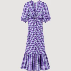 Abito A Trecce Con Stampa Floreale><noscript><img width=