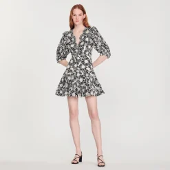 Abito Corto In Tessuto Ricamato>Sandro Paris Discount