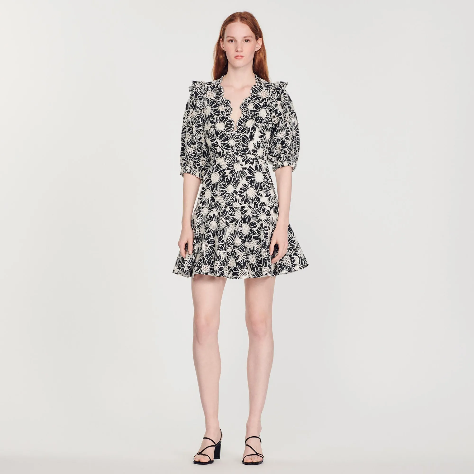 Abito Corto In Tessuto Ricamato>Sandro Paris Discount