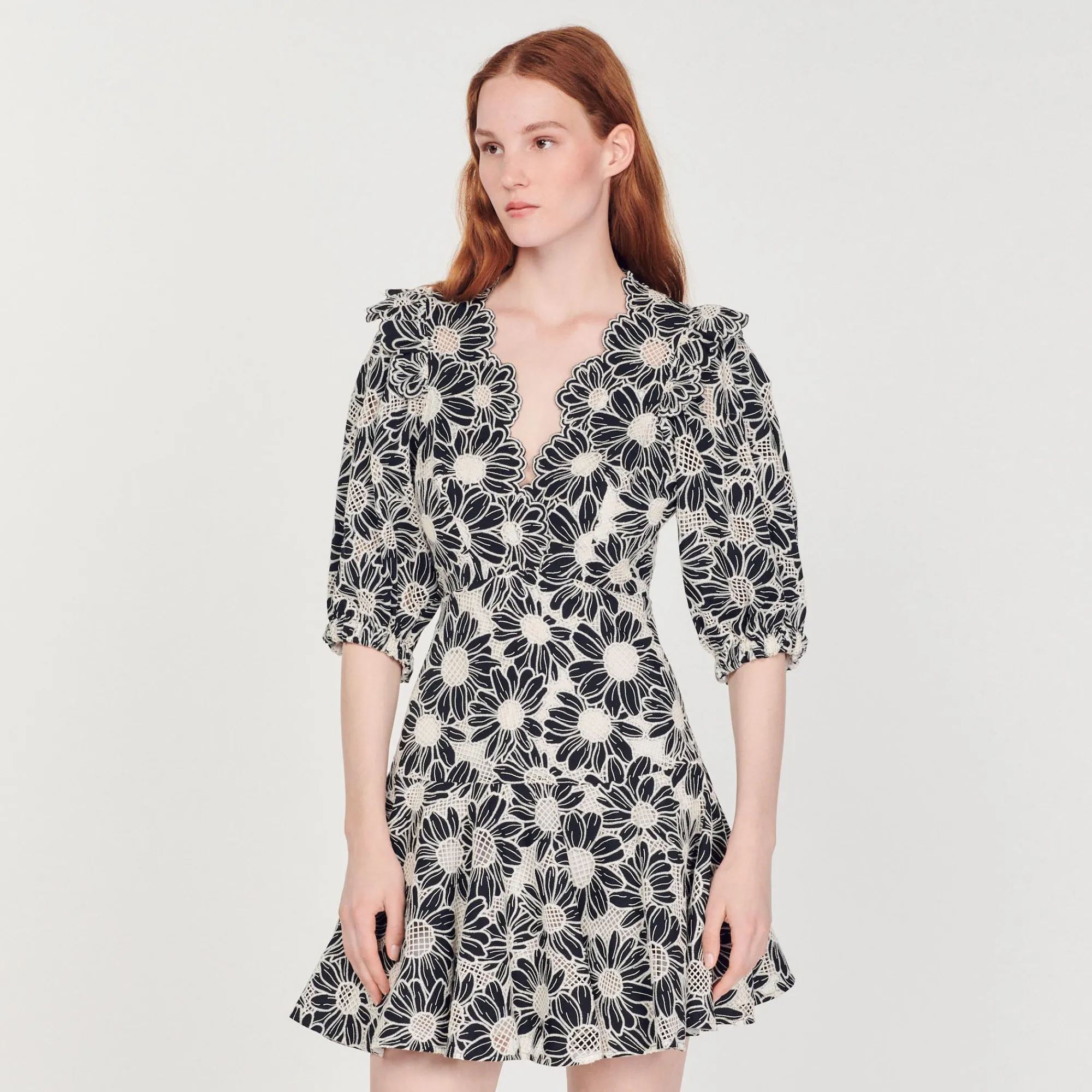 Abito Corto In Tessuto Ricamato>Sandro Paris Discount