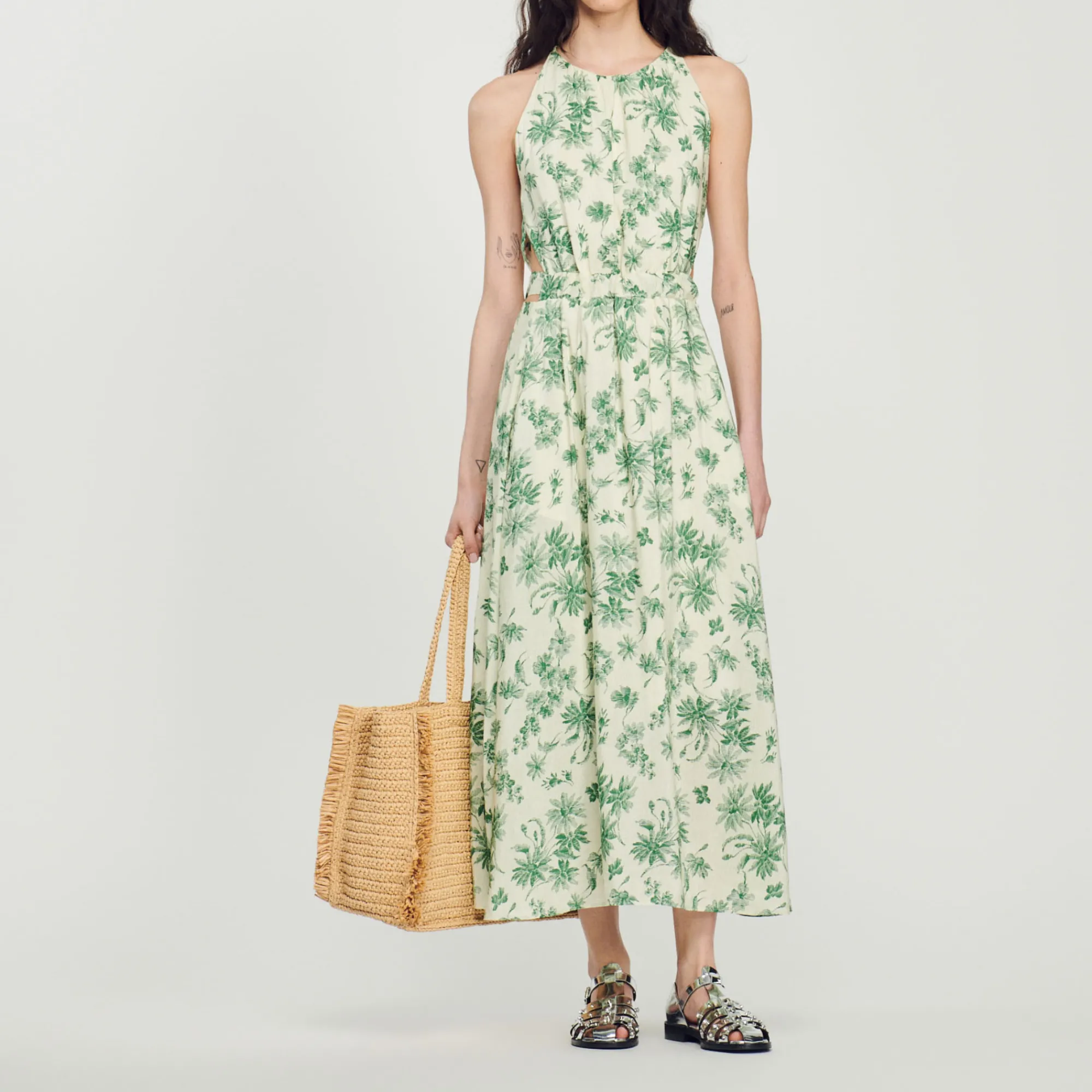 Abito Lungo Con Stampa Floreale>Sandro Paris Cheap