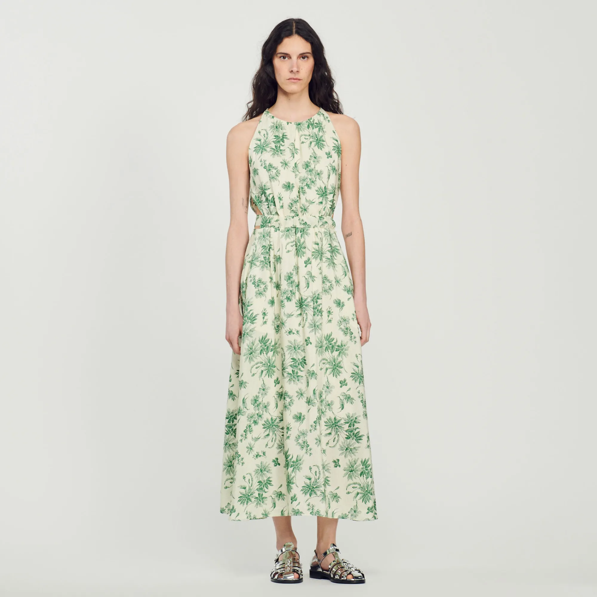 Abito Lungo Con Stampa Floreale>Sandro Paris Cheap