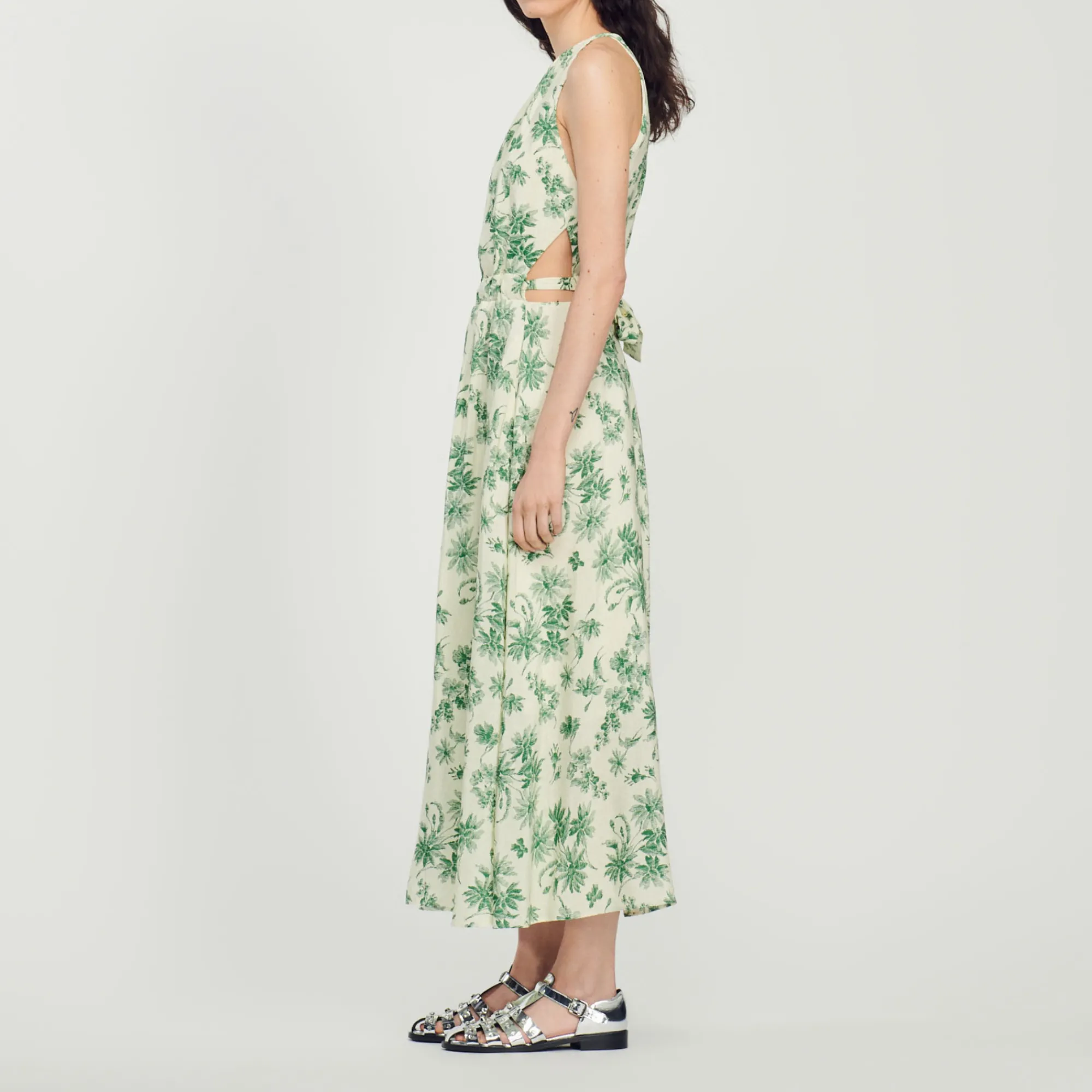 Abito Lungo Con Stampa Floreale>Sandro Paris Cheap