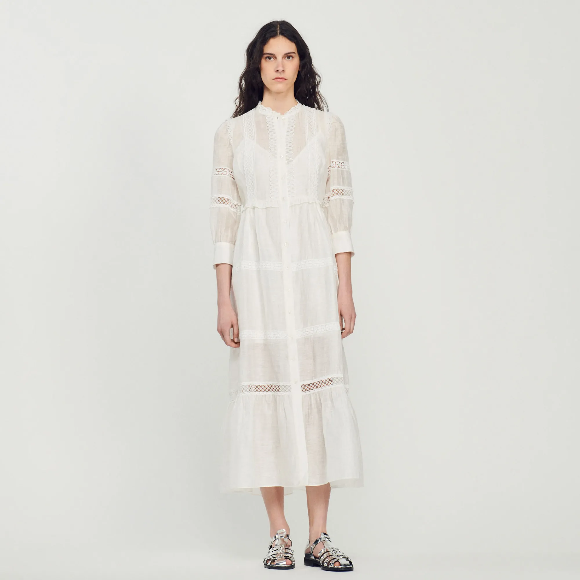 Abito Lungo In Pizzo>Sandro Paris Online