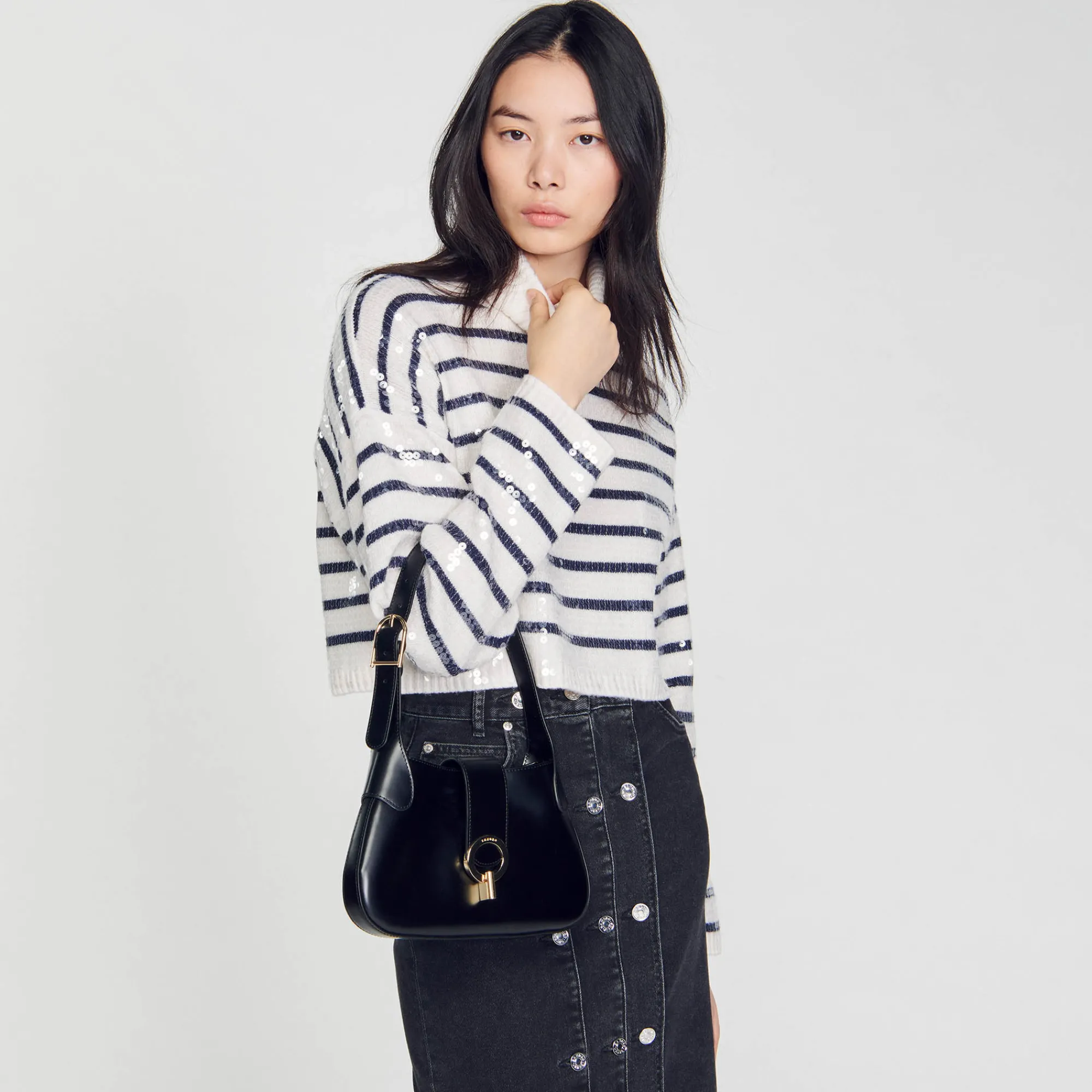 Borsa Baguette In Pelle Certificata>Sandro Paris Discount