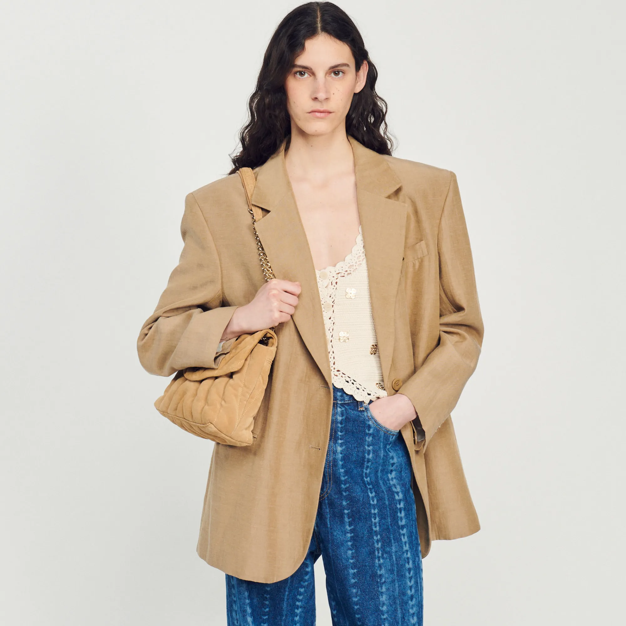 Borsa Mila Pelle Scamosciata Matelasse>Sandro Paris Cheap