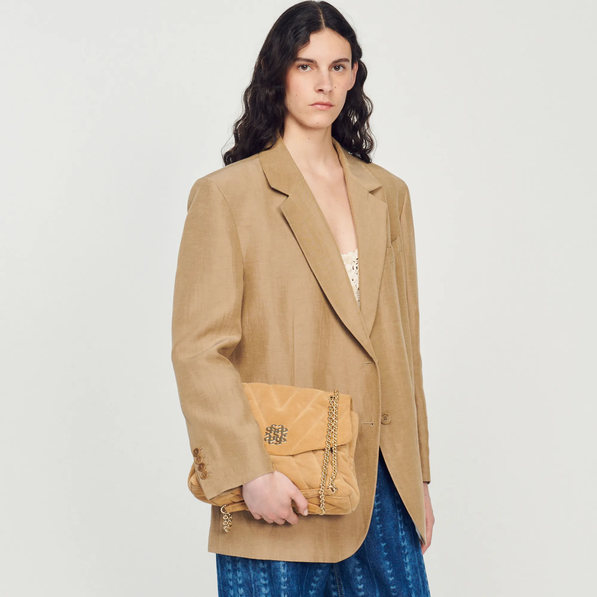 Borsa Mila Pelle Scamosciata Matelasse>Sandro Paris Cheap
