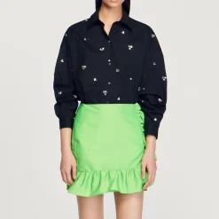Camicia Con Strass Ricamati A Mano><noscript><img width=