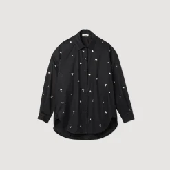 Camicia Con Strass Ricamati A Mano><noscript><img width=