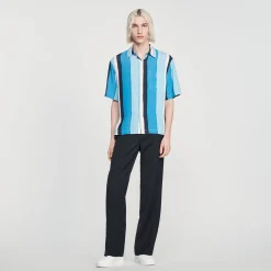 Camicia Fluida A Righe A Maniche Corte>Sandro Paris Discount