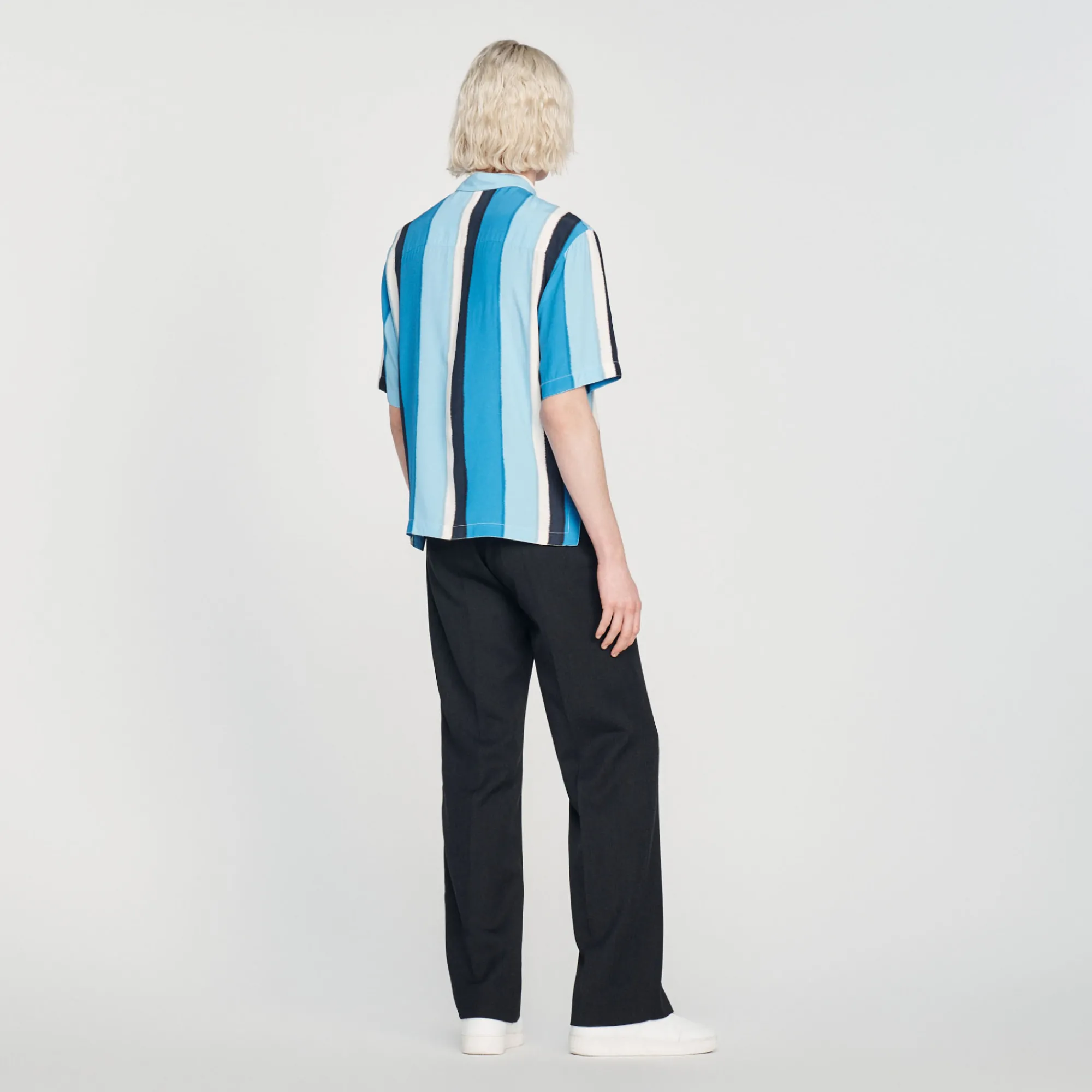 Camicia Fluida A Righe A Maniche Corte>Sandro Paris Discount