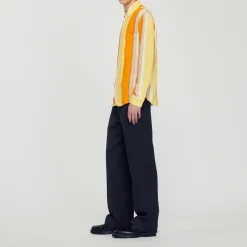Camicia Fluida A Righe A Maniche Lunghe><noscript><img width=