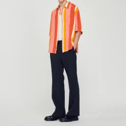 Camicia Fluida A Righe A Maniche Corte>Sandro Paris Discount