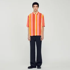 Camicia Fluida A Righe A Maniche Corte>Sandro Paris Discount