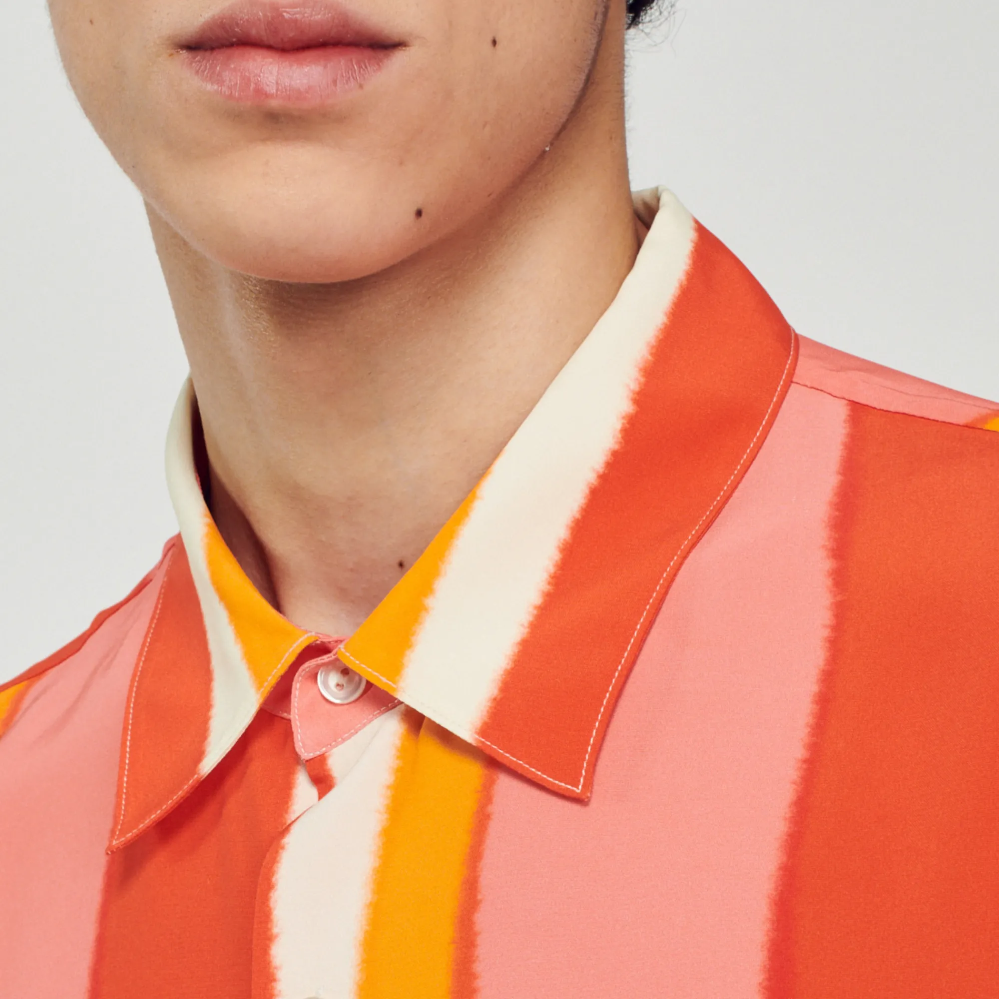 Camicia Fluida A Righe A Maniche Corte>Sandro Paris Discount