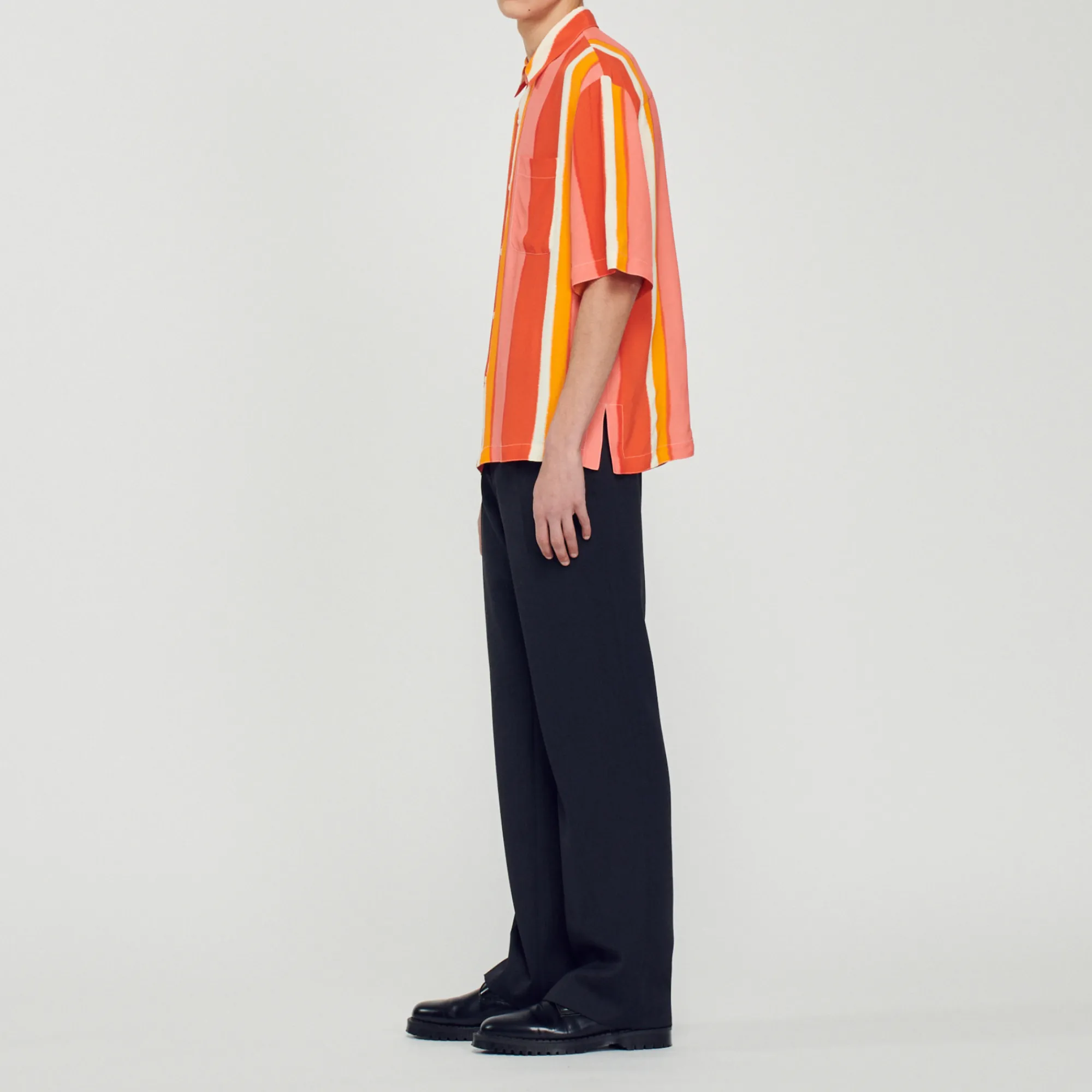 Camicia Fluida A Righe A Maniche Corte>Sandro Paris Discount