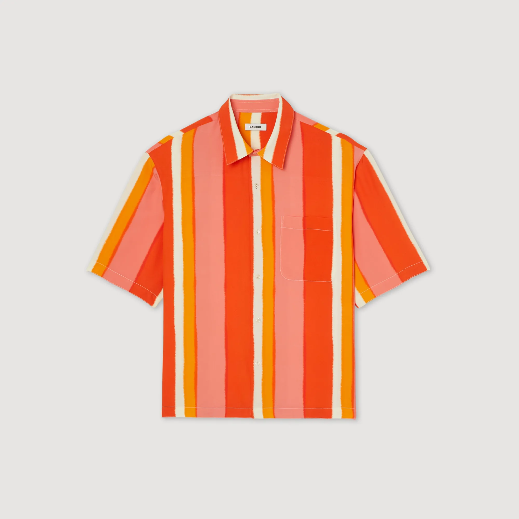 Camicia Fluida A Righe A Maniche Corte>Sandro Paris Discount