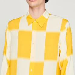 Camicia Fluida Con Stampa A Quadri><noscript><img width=