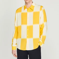 Camicia Fluida Con Stampa A Quadri><noscript><img width=