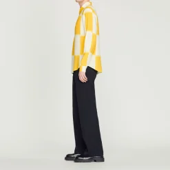 Camicia Fluida Con Stampa A Quadri><noscript><img width=