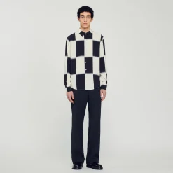 Camicia Fluida Con Stampa A Quadri>Sandro Paris Cheap