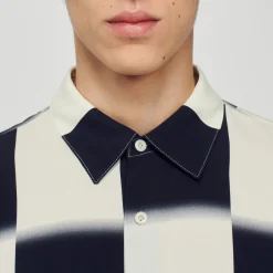 Camicia Fluida Con Stampa A Quadri><noscript><img width=