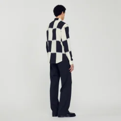 Camicia Fluida Con Stampa A Quadri><noscript><img width=