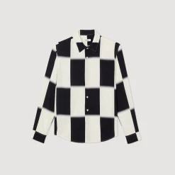 Camicia Fluida Con Stampa A Quadri><noscript><img width=