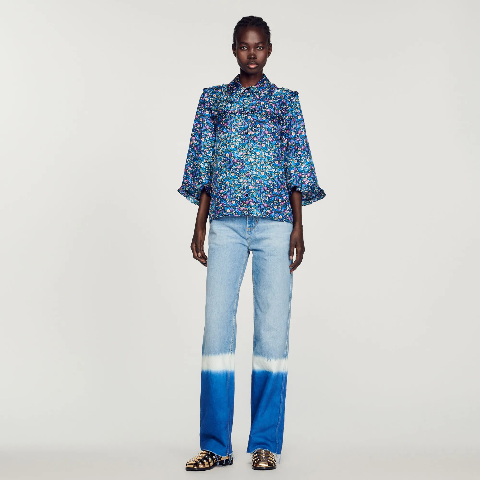Camicia In Seta Con Stampa Floreale>Sandro Paris Shop