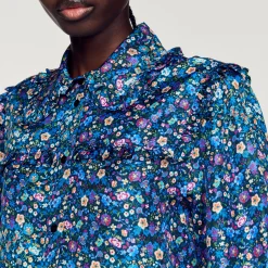 Camicia In Seta Con Stampa Floreale><noscript><img width=