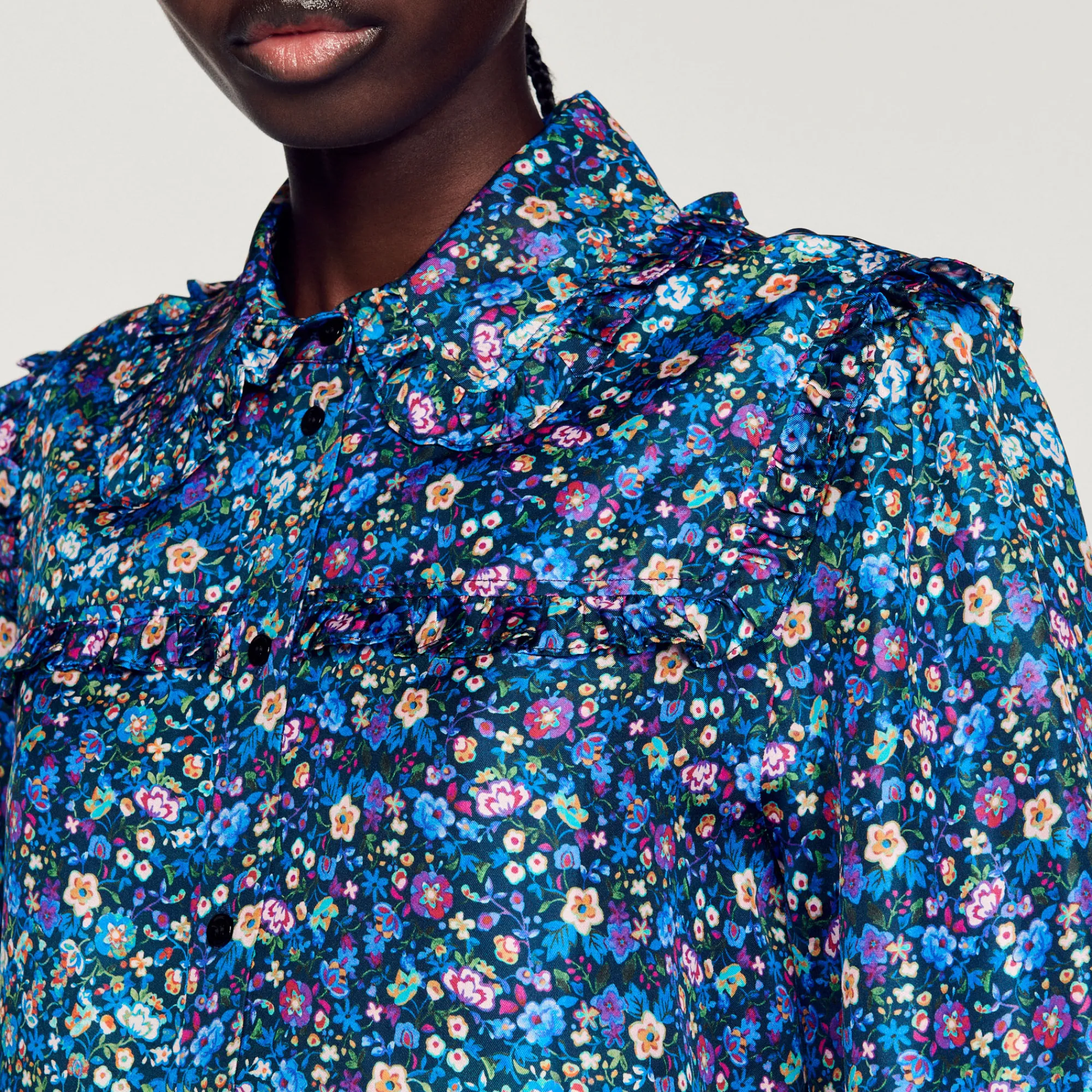 Camicia In Seta Con Stampa Floreale>Sandro Paris Shop