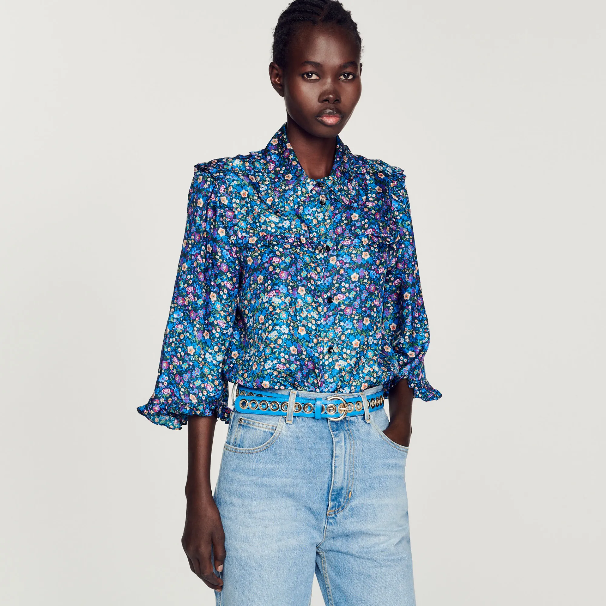 Camicia In Seta Con Stampa Floreale>Sandro Paris Shop