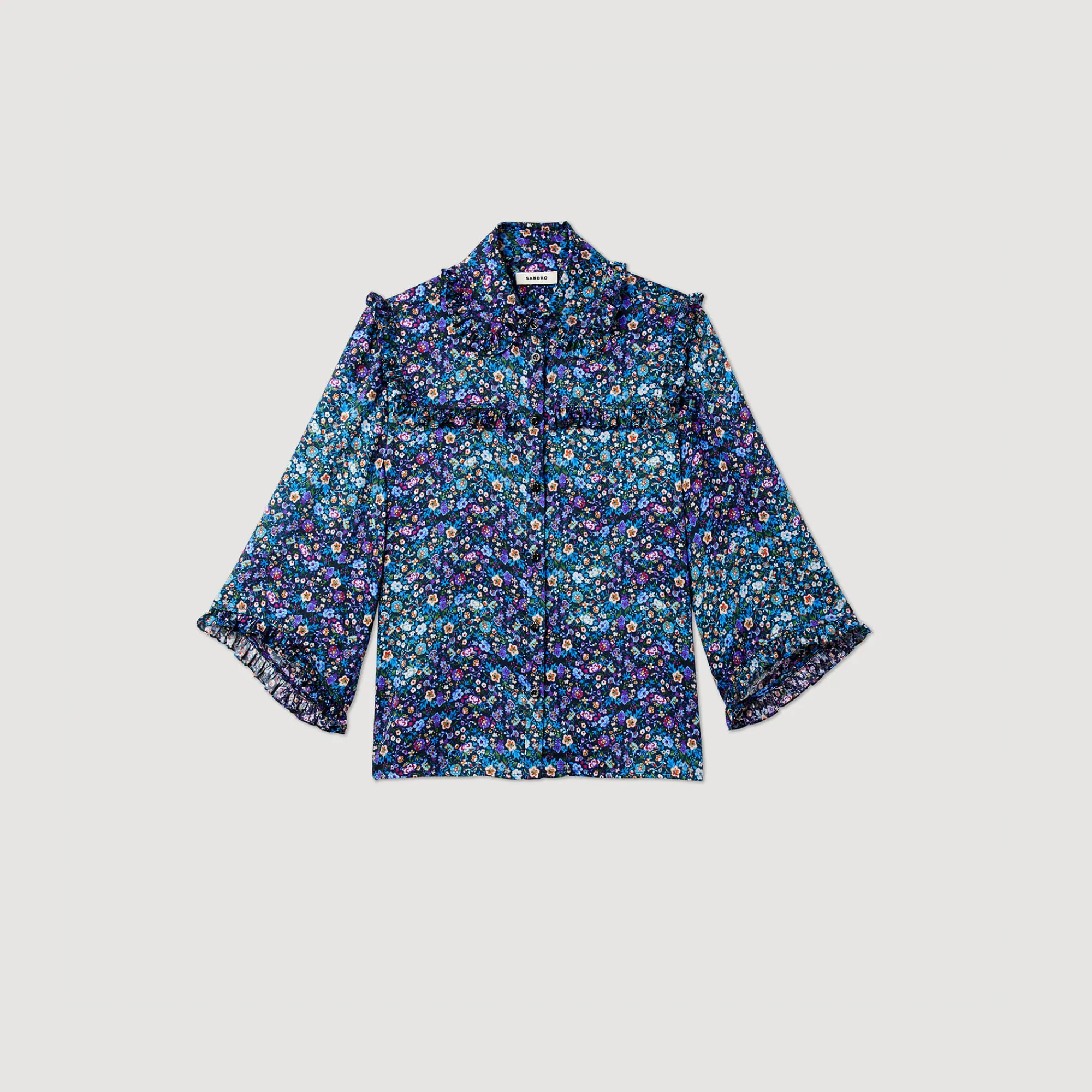 Camicia In Seta Con Stampa Floreale>Sandro Paris Shop