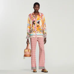 Camicia In Seta Stampata>Sandro Paris Shop