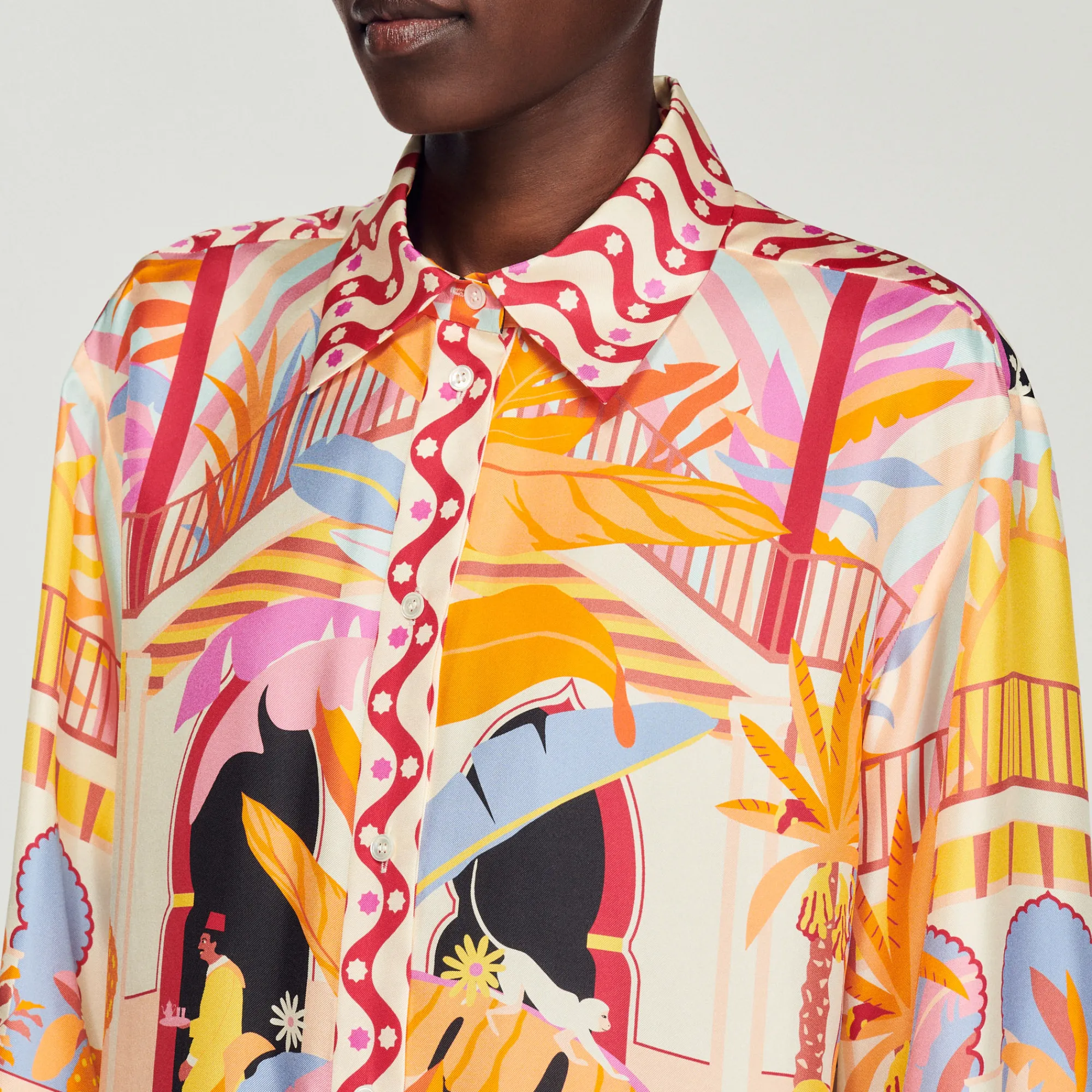 Camicia In Seta Stampata>Sandro Paris Shop