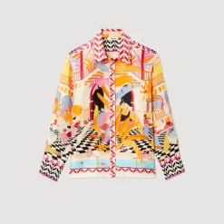 Camicia In Seta Stampata><noscript><img width=