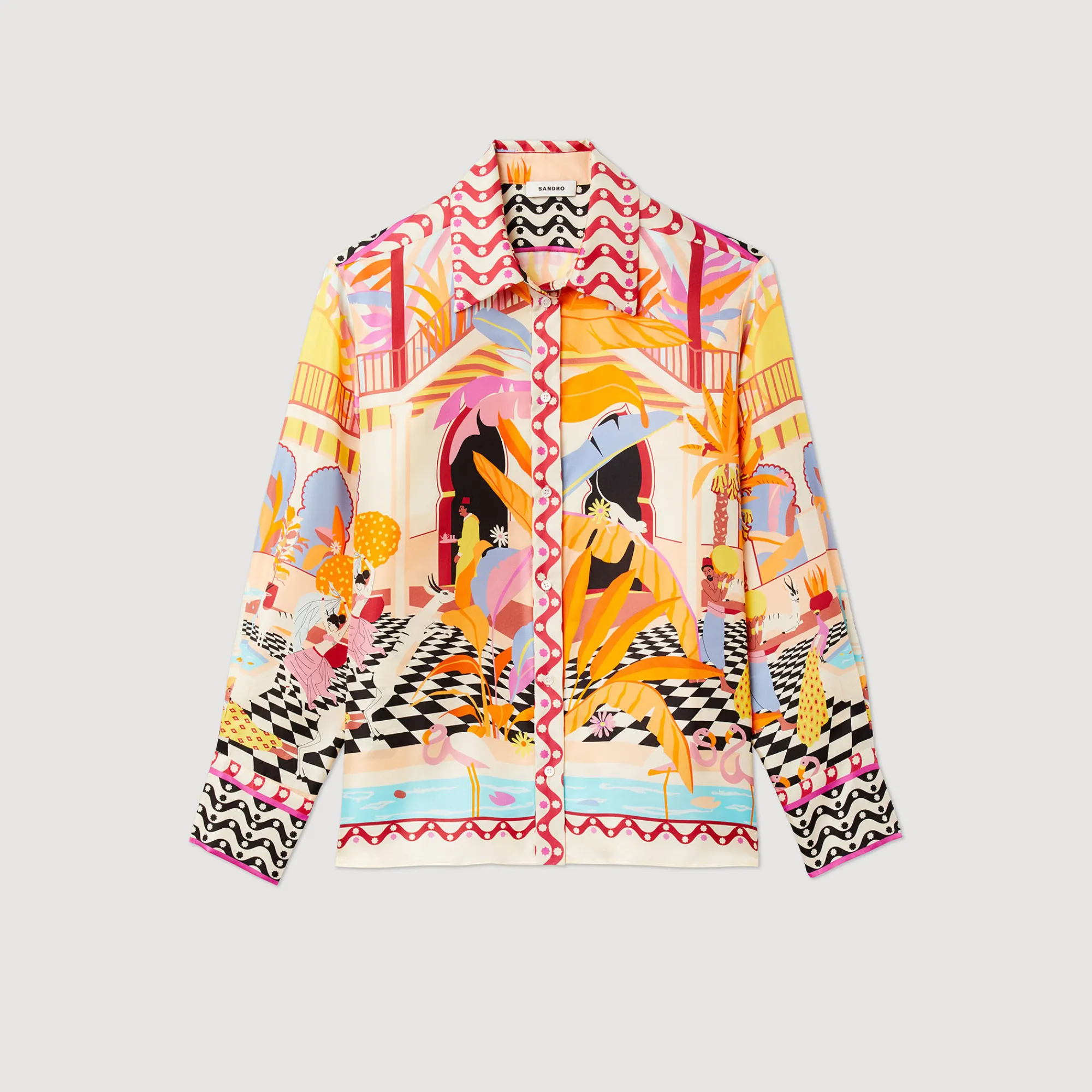 Camicia In Seta Stampata>Sandro Paris Shop