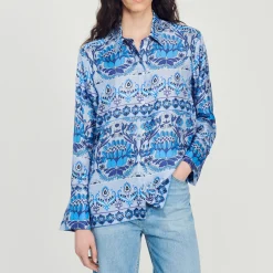 Camicia In Seta Stampata><noscript><img width=