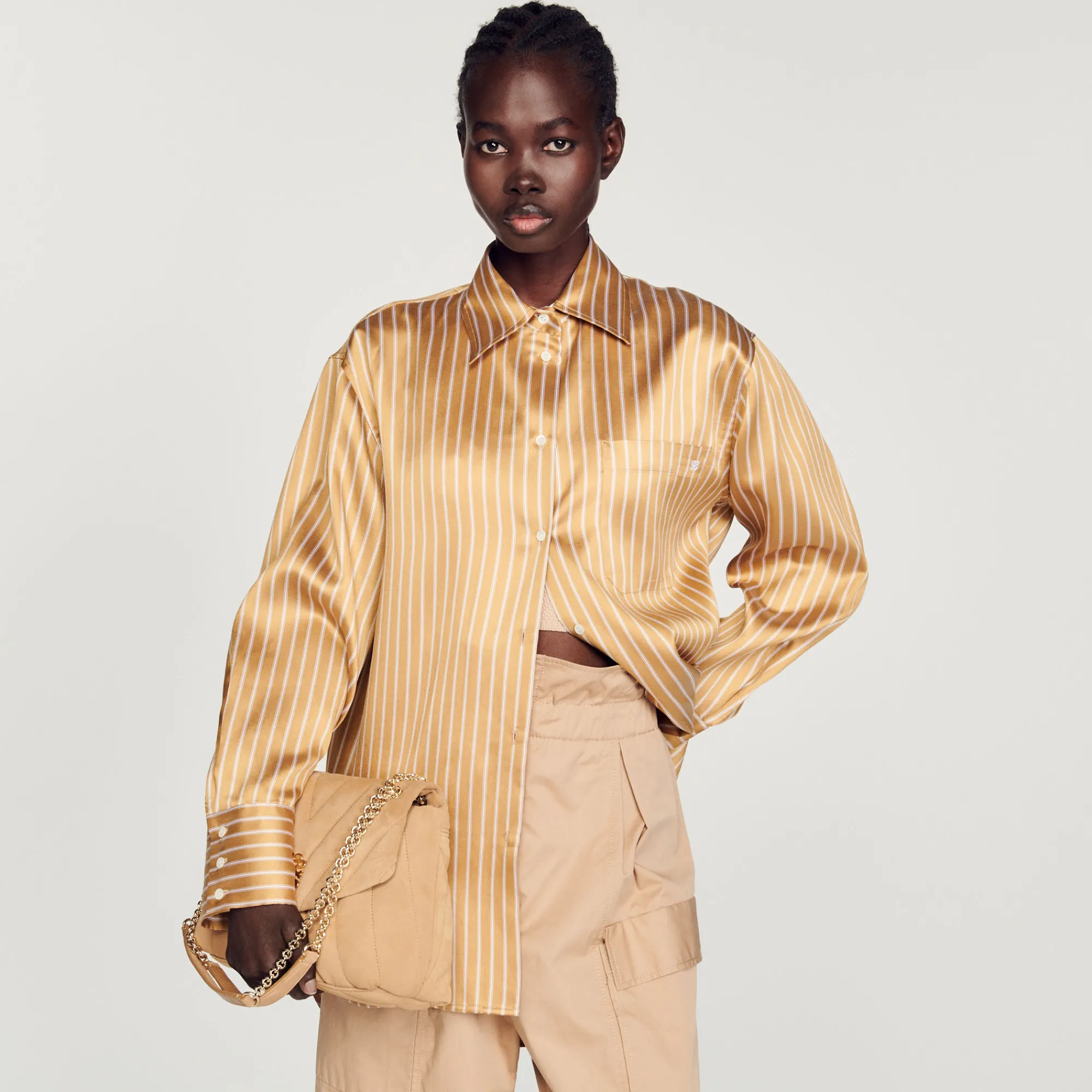 Camicia Oversize A Righe>Sandro Paris Shop