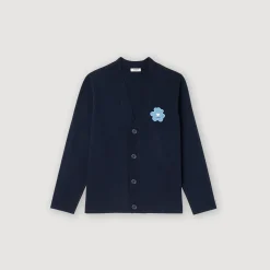 Cardigan Con Applicazione Floreale><noscript><img width=