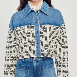 Cardigan-Cappotto Corto In Denim><noscript><img width=