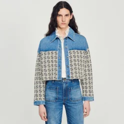 Cardigan-Cappotto Corto In Denim><noscript><img width=