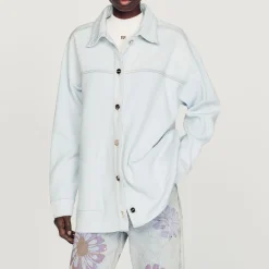 Cardigan-Cappotto In Denim E Maglia><noscript><img width=