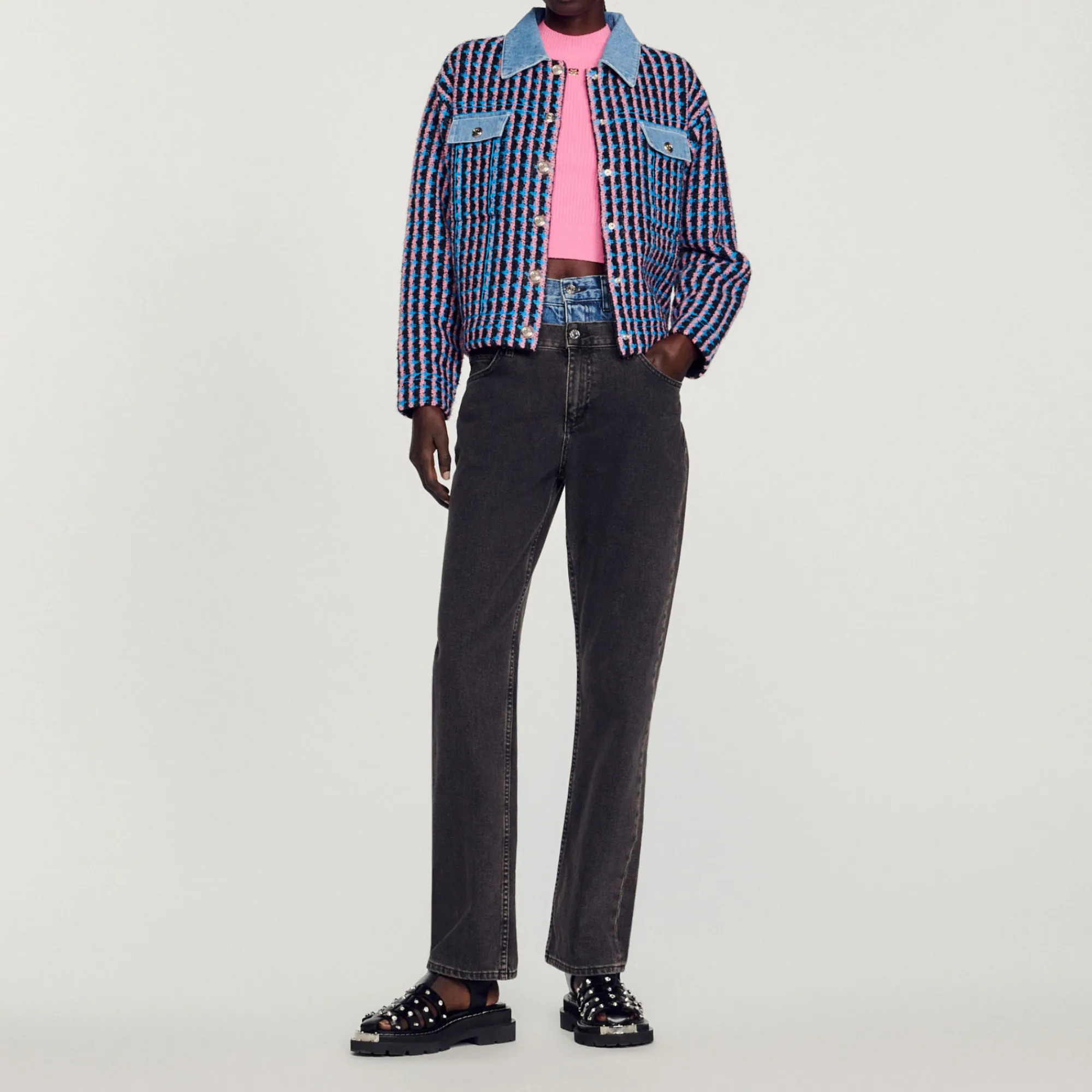 Cardigan-Cappotto In Tweed>Sandro Paris Discount