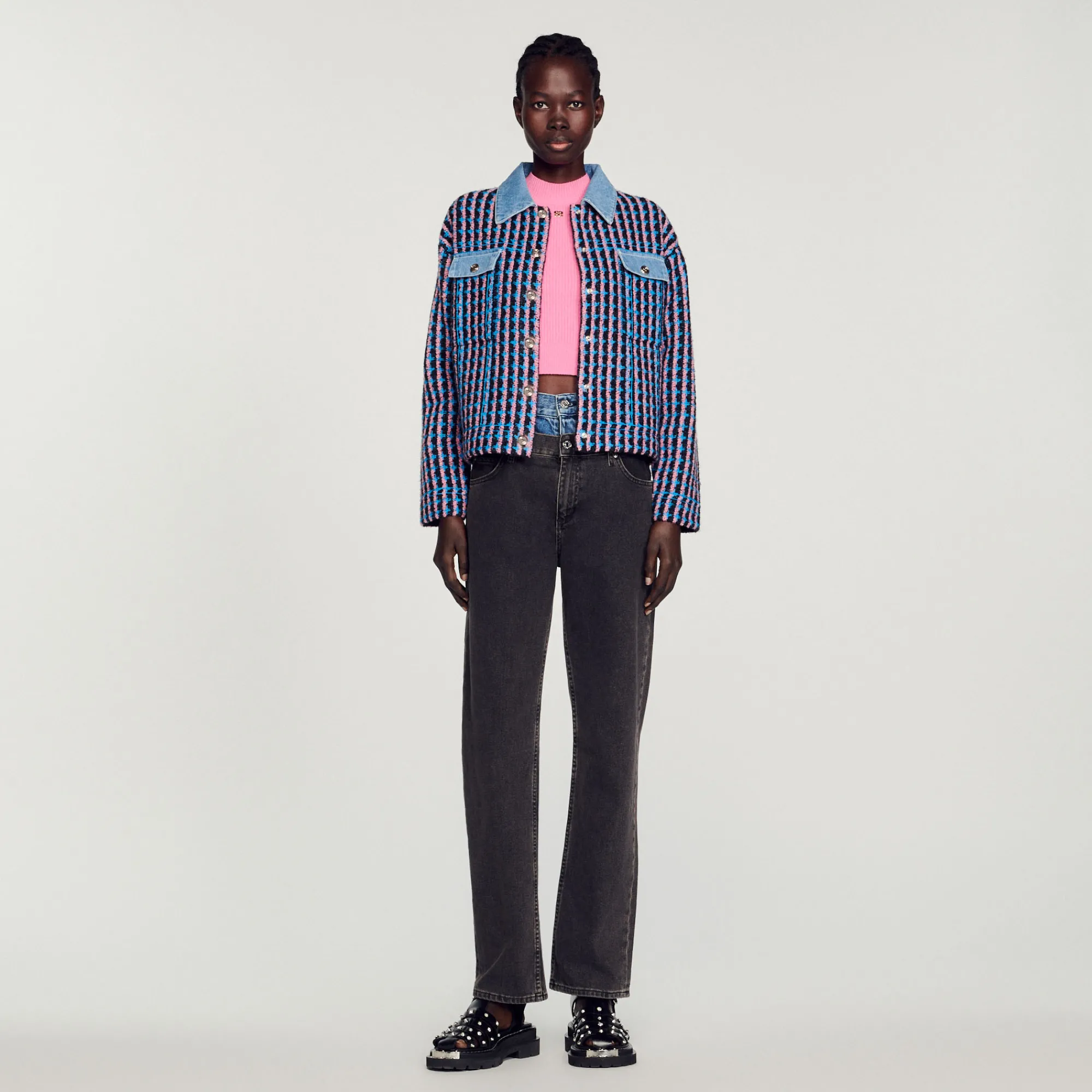 Cardigan-Cappotto In Tweed>Sandro Paris Discount