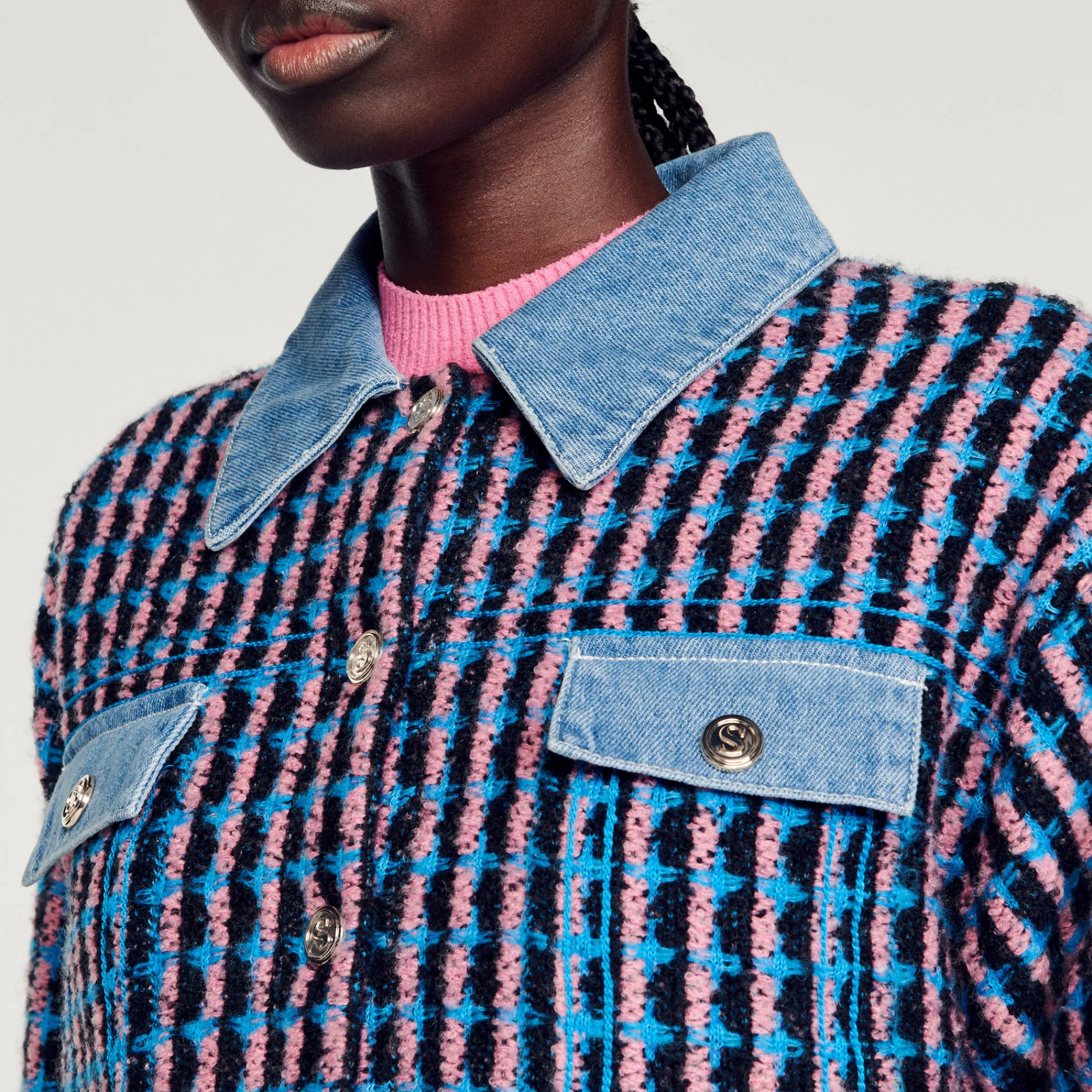Cardigan-Cappotto In Tweed>Sandro Paris Discount