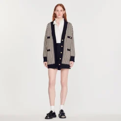 Cardigan-Cappotto Lungo In Pied-De-Poule>Sandro Paris Clearance