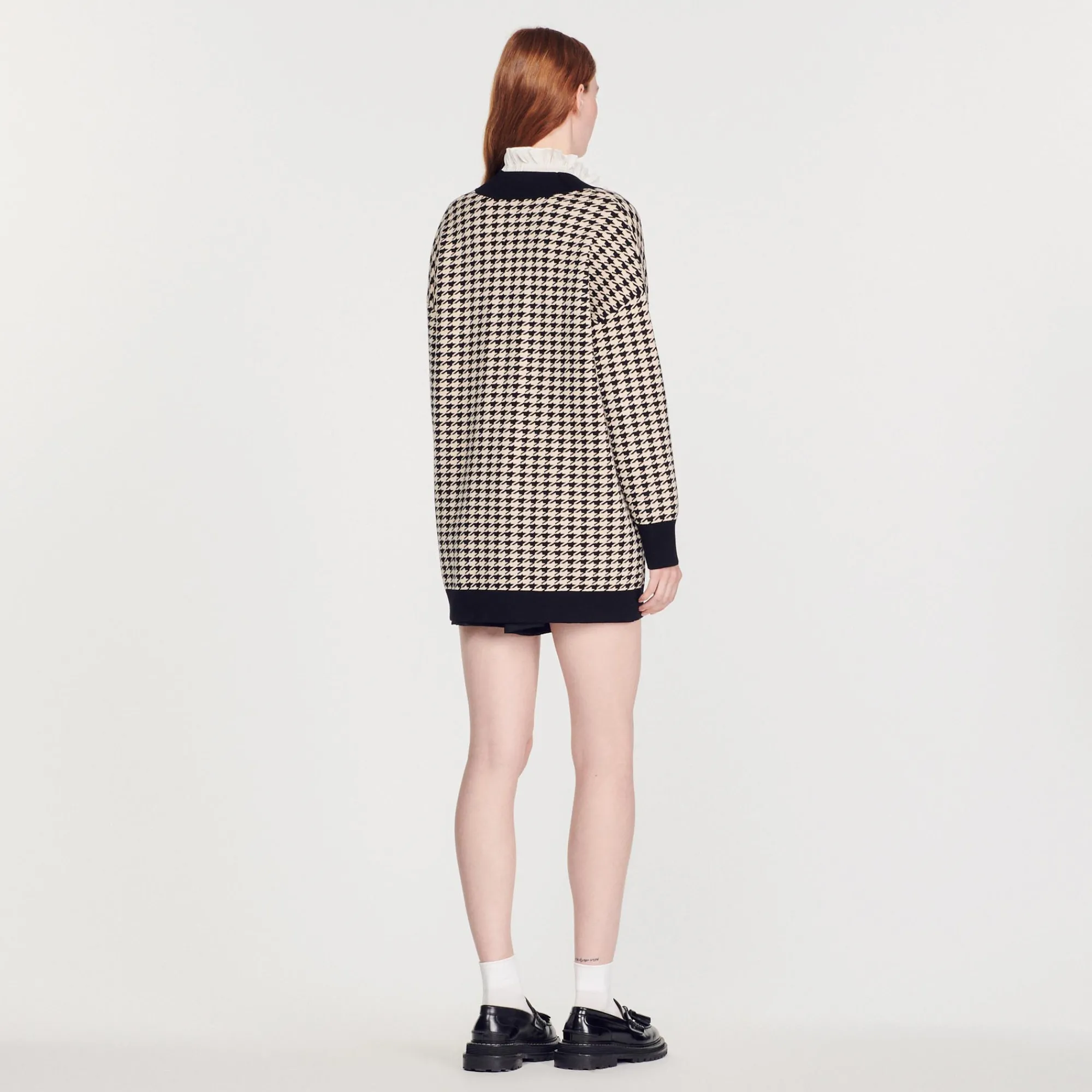 Cardigan-Cappotto Lungo In Pied-De-Poule>Sandro Paris Clearance