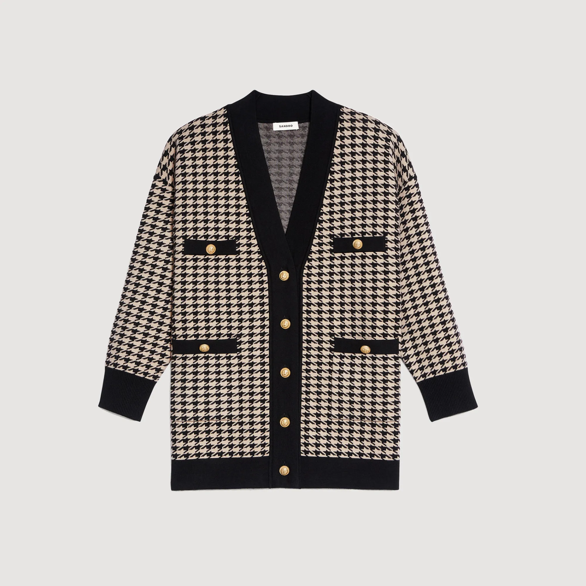 Cardigan-Cappotto Lungo In Pied-De-Poule>Sandro Paris Clearance